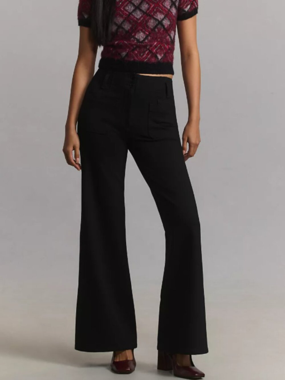 Anthropologie The Junie High-Rise Wide-Leg Flare Pants by Maeve Size 30